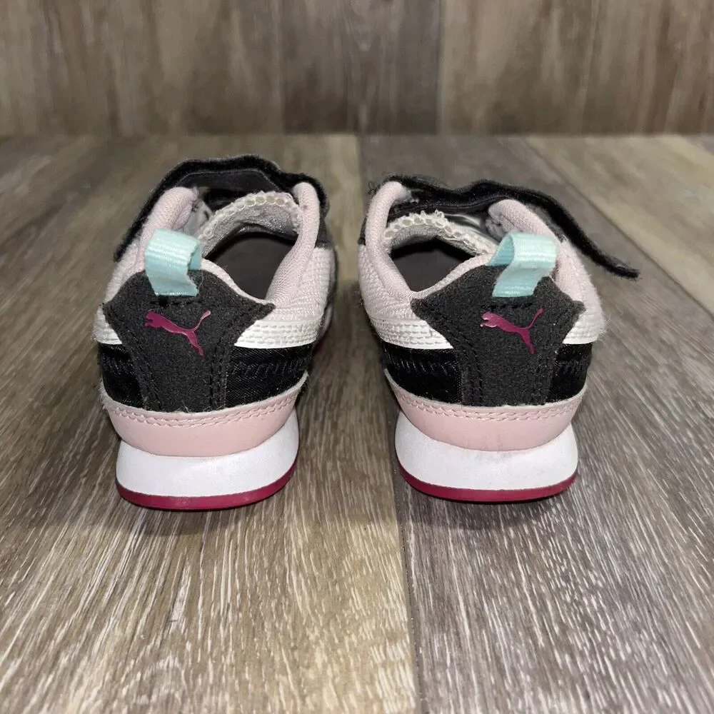 Puma Kids Youth US Size 10C - R78 V 373618-20 Pink Black Red Sneaker Shoes